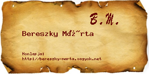 Bereszky Márta névjegykártya